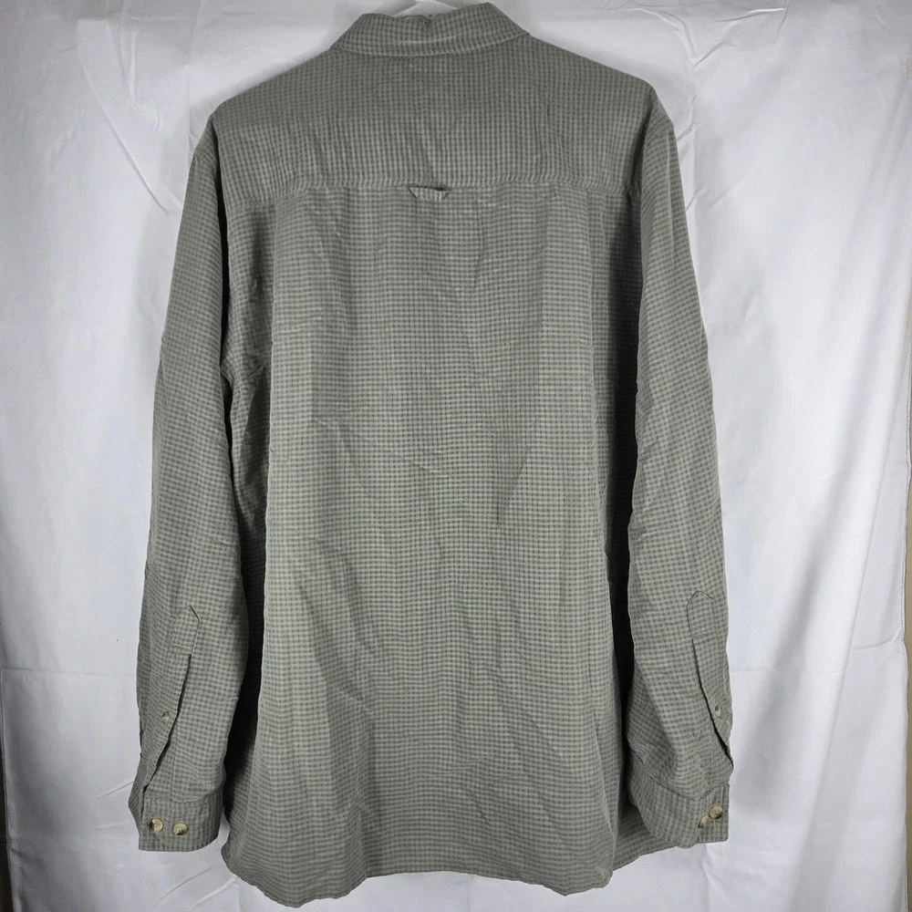 The North Face Mens Medium Olive Green Micro Check Roll Up Sleeve Hiking Shirt